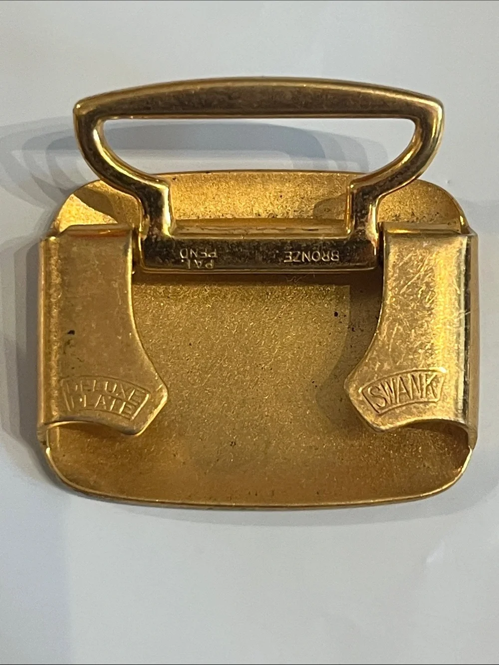 SWANK DELUXE PLATE BRONZE SMALL BELT BUCKLE, 1.1/4”
